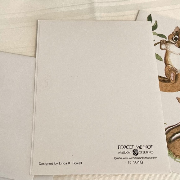 Vintage American Greetings FORGET ME NOT 80’s Note Cards Chipmunks Scene - Picture 4 of 4